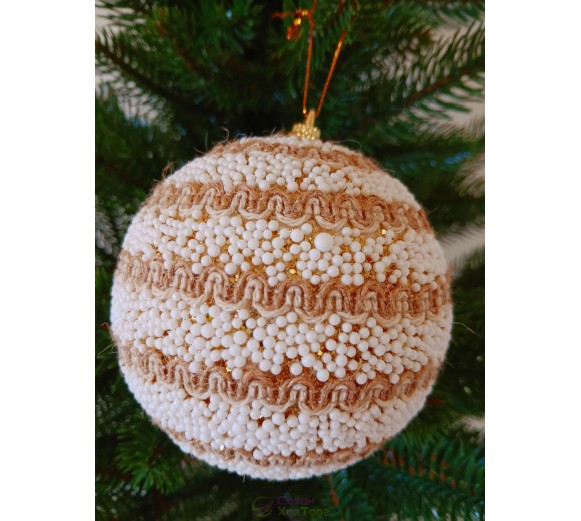 Новогодние шары золотые в снежке Ø100мм, цена за набор 2 шт (SH232)